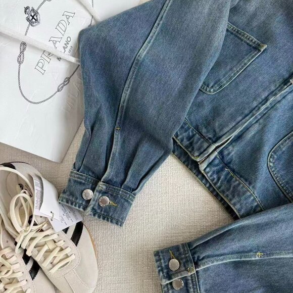 Prada Denim Jacket with Brown Collar - Picture 8 of 8